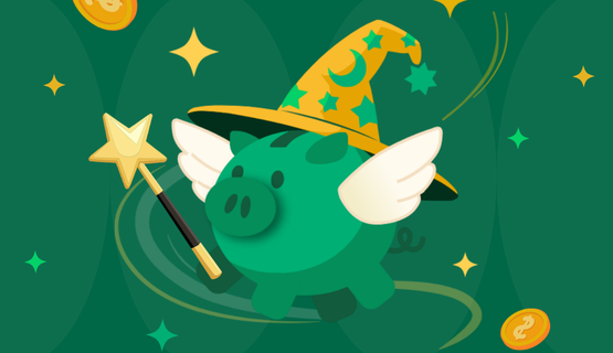 illustration of a wizard piggy bank